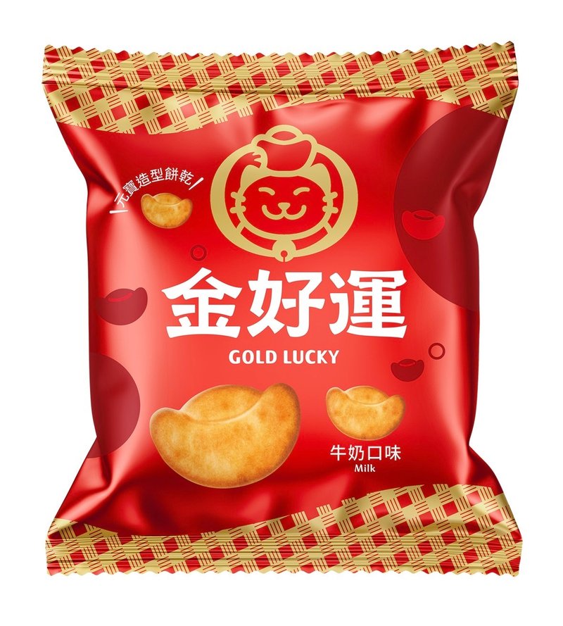 【金好運牛奶口味】元寶造型餅乾 好運開箱組 24 包 / 50克 - 零食/點心 - 其他材質 紅色