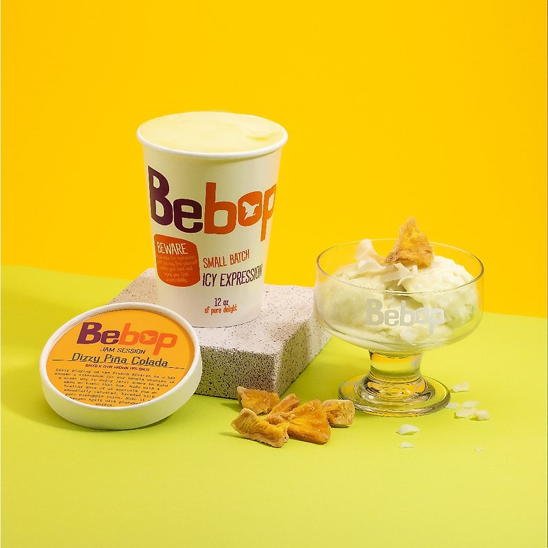 【Bebop】Pineapple Colada Ice Cream 12oz Alcoholic - Ice Cream & Popsicles - Fresh Ingredients Yellow