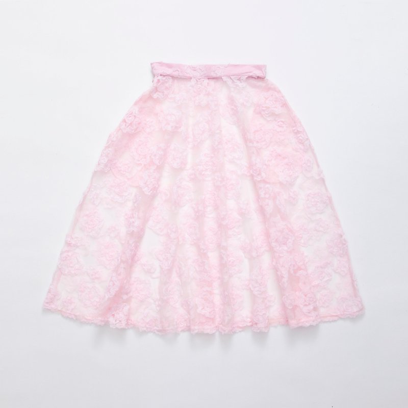 Floral lace skirt - เสื้อผู้หญิง - เส้นใยสังเคราะห์ สึชมพู