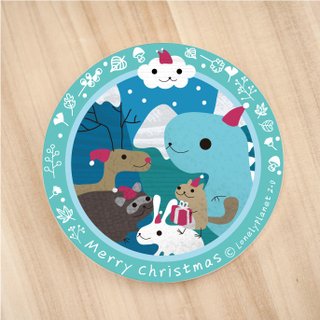 【ロンリープラネット2.0]セラミック水のコースター - クリスマス動物@ +個別包装クリスマスラベル