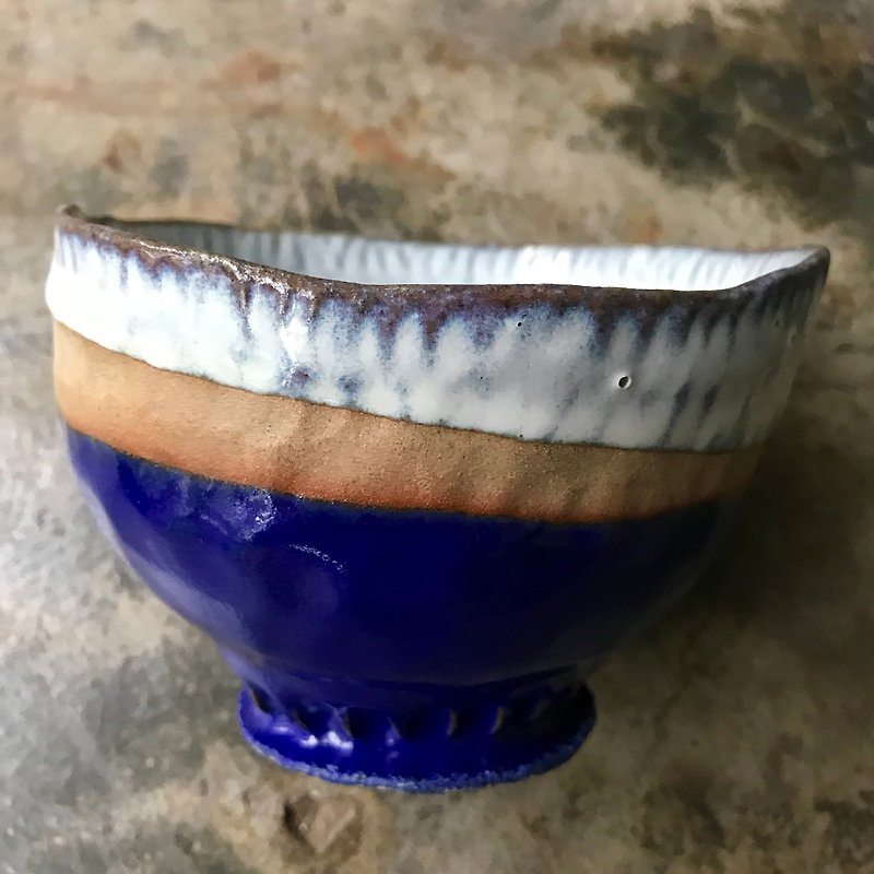 Graduation gift/handmade pottery/electric kiln firing/crystal degaussing cup and bowl/healing color matching - Cups - Pottery Blue