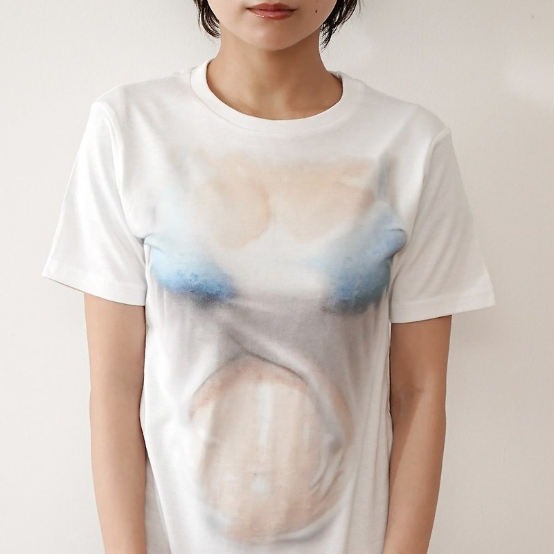 棉．麻 女襯衫 藍色 - Mousou Mapping T-shirt/ Splash/ BLUE
