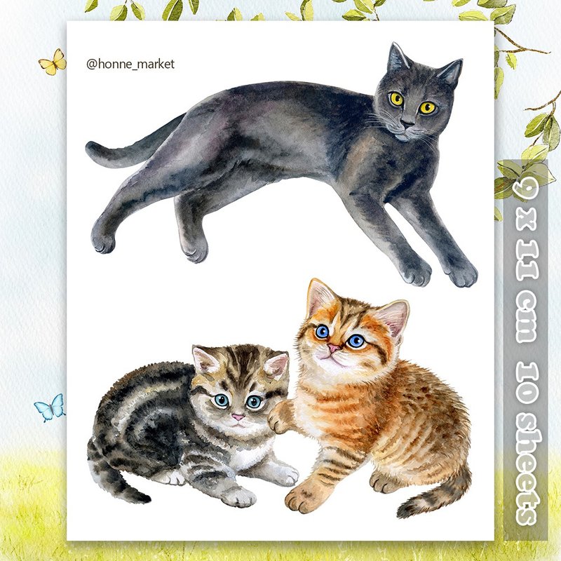 Trio Cat 2 (honne market) - 貼紙 - 紙 多色