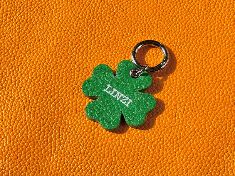 Personalized Leather Dog Tag - Lucky Clover - Collars & Leashes - Genuine Leather Green