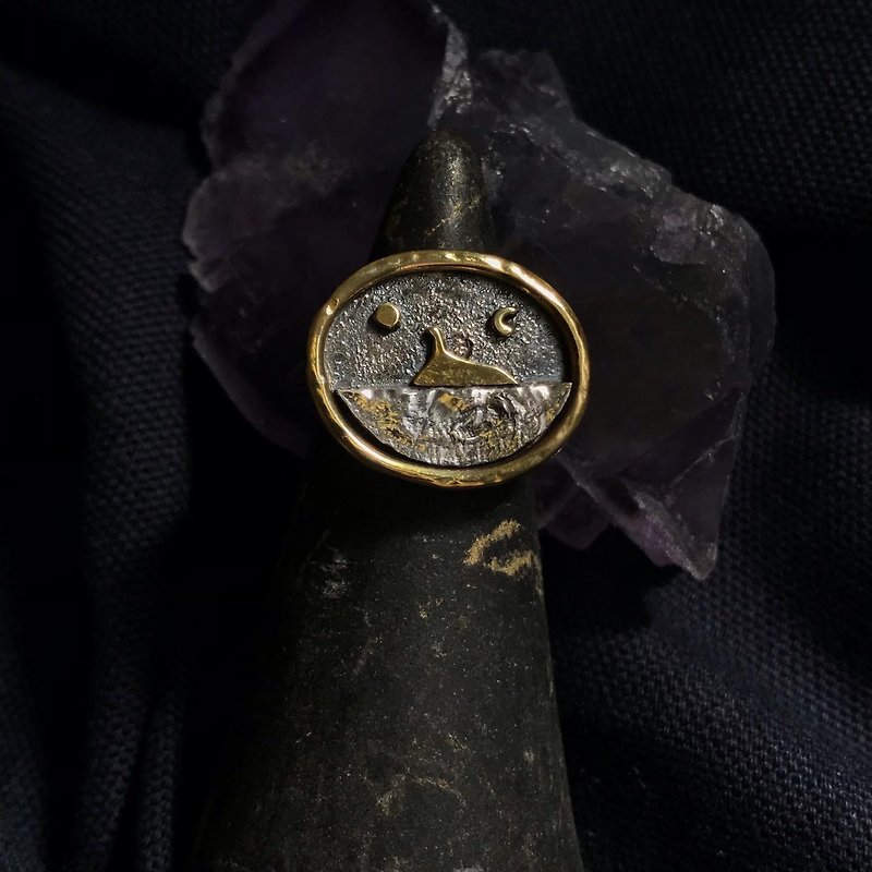 925 sterling silver brass ring I the Loch Ness ring - แหวนทั่วไป - เงินแท้ สีเงิน