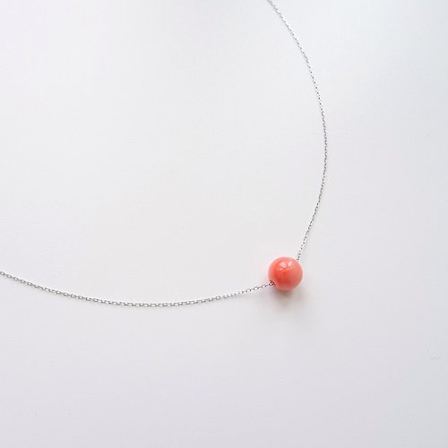 Joyce Wu Handmade Jewelry 天然單顆深海寶石級珊瑚日本 18K 白金可拆式可調整極致裸感項鍊