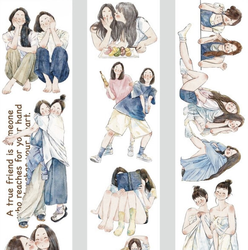 Sister Friendship Chapter AUO PET Washi Tape 5m Roll - มาสกิ้งเทป - วัสดุอื่นๆ หลากหลายสี