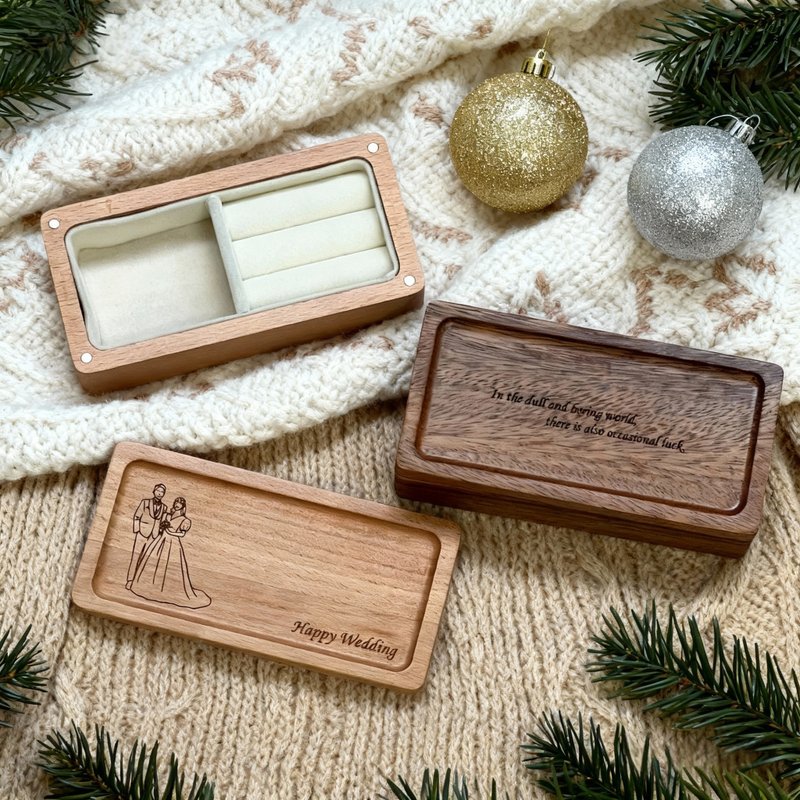 【客製化】原木小飾品盒 實木材質 附精美包裝盒 設計 - 收納箱/收納用品 - 木頭 卡其色