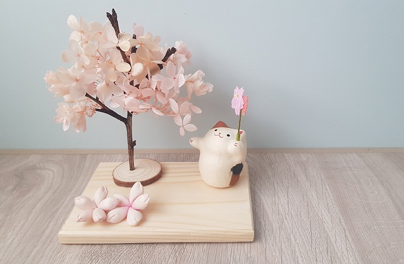 Flower and Tree Series|【When the cherry blossoms are in full bloom】Business card holder (can be diffused) ‧ With Japanese paper decoration - ช่อดอกไม้แห้ง - พืช/ดอกไม้ สึชมพู
