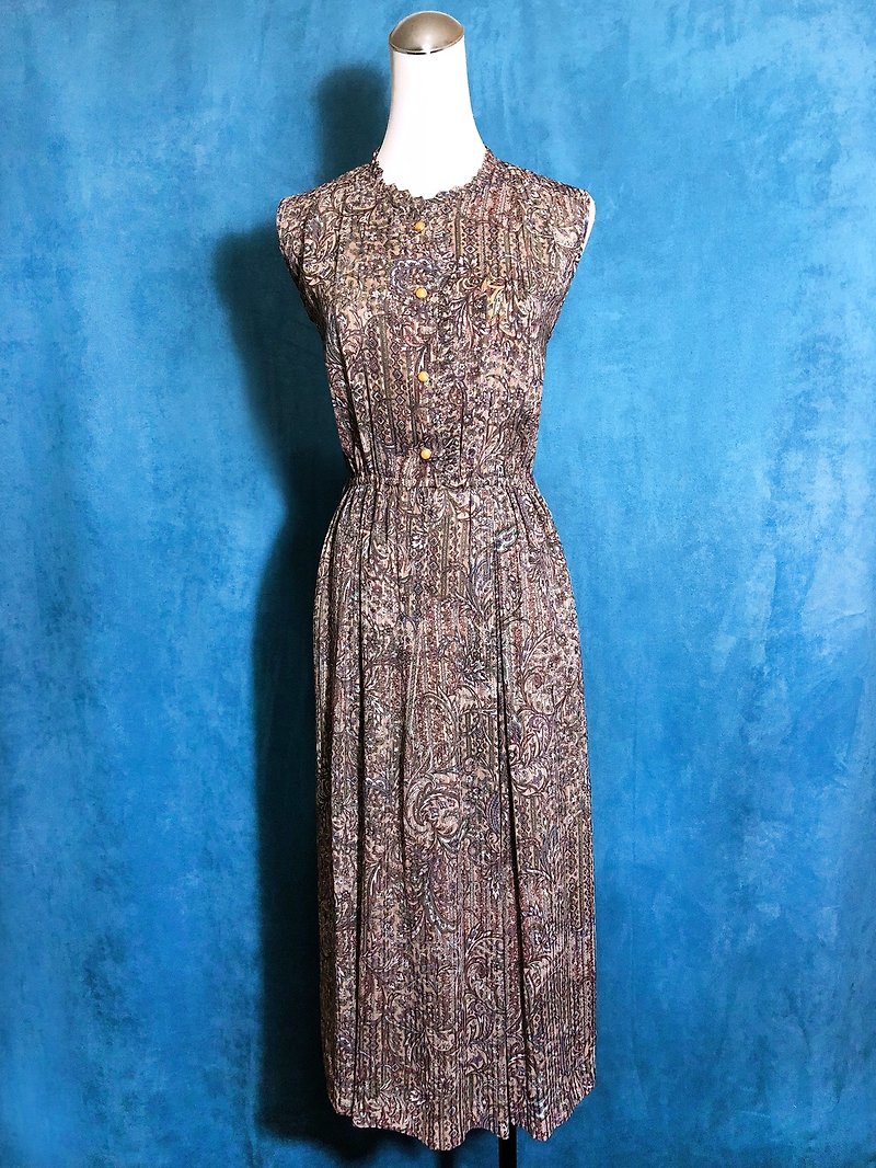 古典花朵圖騰織紋輕古董洋裝/ 國外帶回 獨一無二 - 洋裝/連身裙 - 聚酯纖維 
