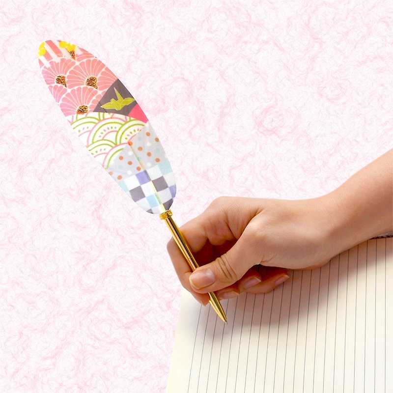 羽ペンフェザーボールペン日本日本祝福シリーズJ08フェザーペン折りたたみクレーン - 油性・ゲルインクボールペン - その他の素材 レッド