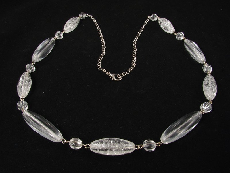 Clear White Transparent Icicle Necklace Czech Glass Beaded Necklace Jewelry Gift - 項鍊 - 玻璃 透明