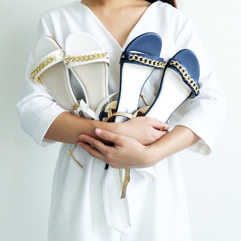เลือกสี - Classy Chain Sandals - Kyda - 涼鞋 - 其他材質 白色