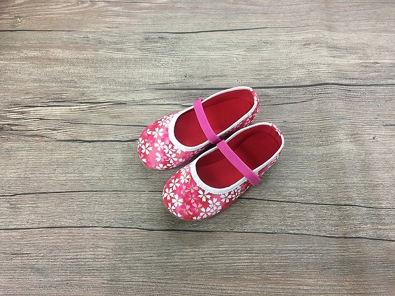 チェリーピンクの靴 - キッズシューズ - コットン・麻 ピンク