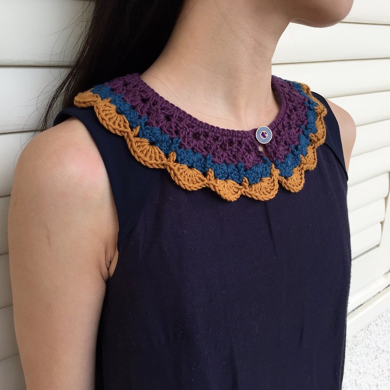 Organic cotton crochet collar (Adult) - Scarves - Cotton & Hemp Purple