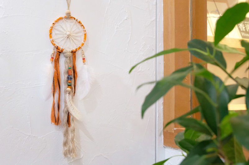 和風花形圖案捕夢網掛飾 - 擺飾/家飾品 - 棉．麻 橘色