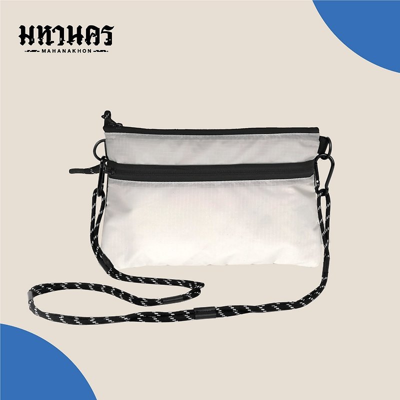 Mahanakhon Sacoche Black & White Bag shoulder bag - 其他 - 尼龍 白色