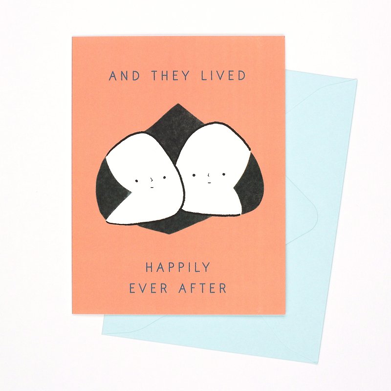 Onigiri Couple  Card - And They Lived Happily Ever After - 卡片/明信片 - 紙 橘色
