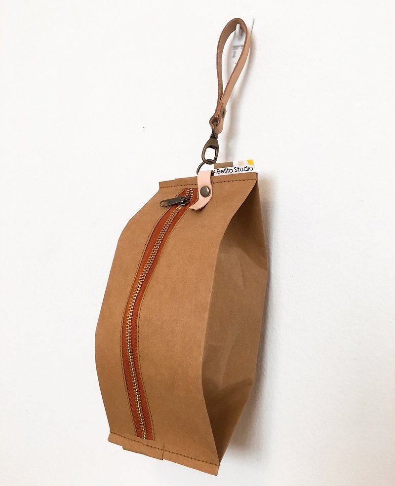 Snackpack : Kraft brown paper bag - กระเป๋าเครื่องสำอาง - กระดาษ สีนำ้ตาล