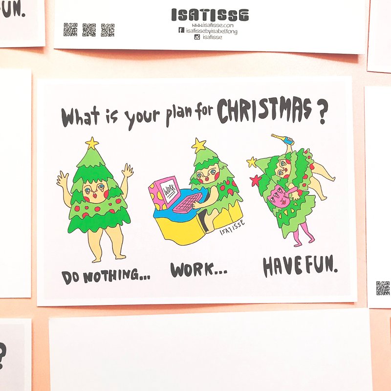「クリスマスを楽しもう」クリスマスポストカード| Isatisse - カード・はがき - 紙 多色