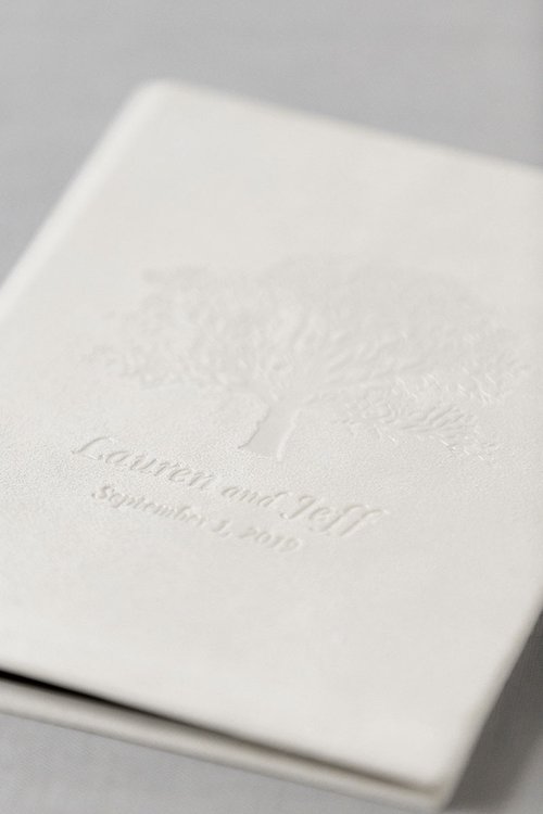 Bark & Berry Vows Book - SUEDE 13x18 cm - Folio Folder Menu Holder His Her Vows Calligraphy