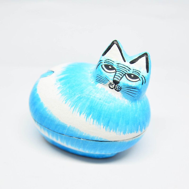 Paper Animal Box-Blue Cat-Fair Trade - ของวางตกแต่ง - กระดาษ สีน้ำเงิน