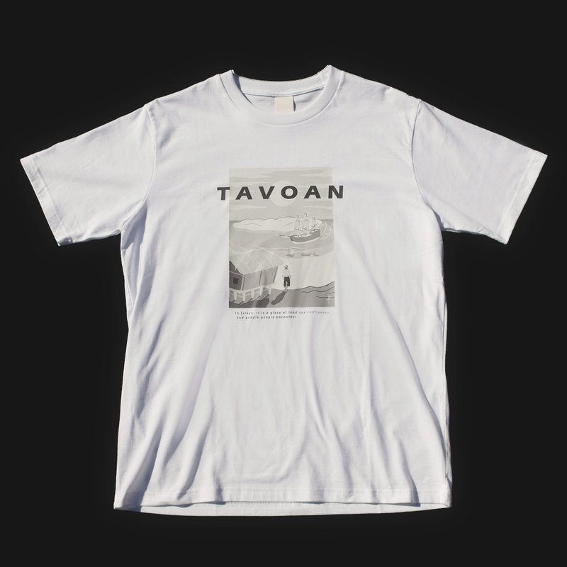 ZJ Medium Thick Classic Short Sleeve T-Shirt Taiwan Origin Drawing Design Made in Taiwan MIT - เสื้อยืดผู้หญิง - ผ้าฝ้าย/ผ้าลินิน ขาว