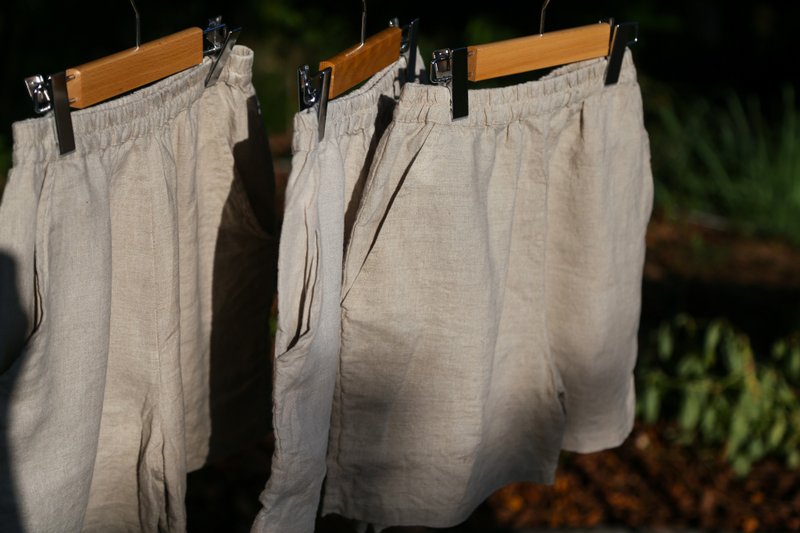 Handmade linen shorts - กางเกงขาสั้น - ผ้าฝ้าย/ผ้าลินิน 