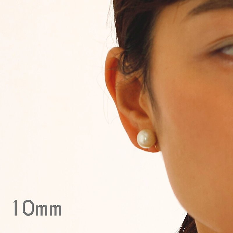 cotton pearl ―10mmコットンパールのループフィットイヤリング - 耳環/耳夾 - 其他金屬 金色
