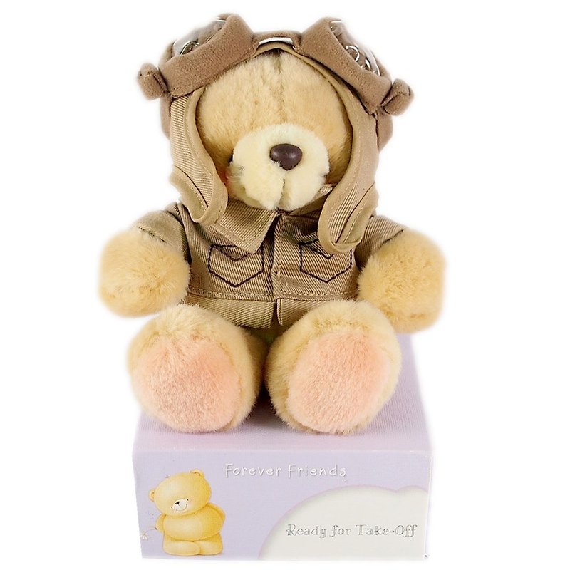 4.5 inches/aviator fluffy bear [Hallmark-ForeverFriends fluff-cross dress series] - Stuffed Dolls & Figurines - Other Materials Gold