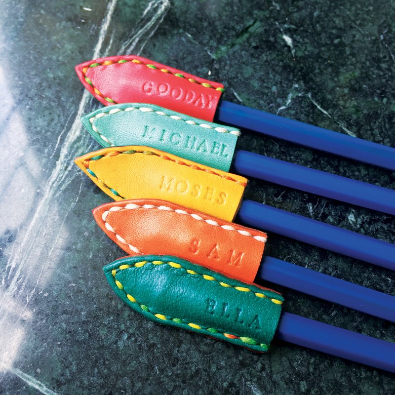 客製化禮物 配色皮革Apple Pencil或鉛筆 筆套 皮套 5入組 - 鉛筆盒/筆袋 - 真皮 多色