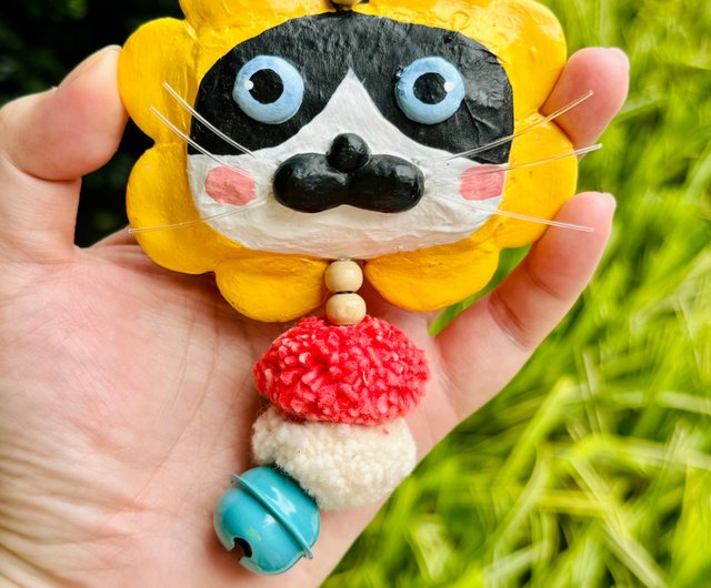 キーホルダー、キーホルダー、バッグチャーム、かわいい猫粘土