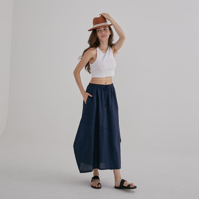 Rhinestone Skirt - Navy Blue - Skirts - Cotton & Hemp Blue