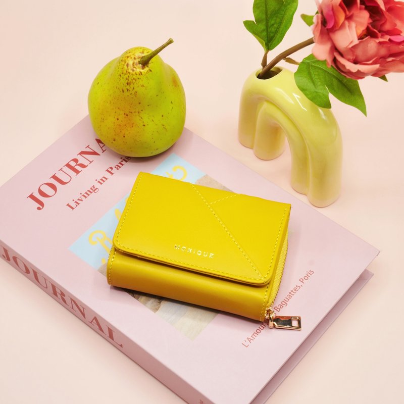 真皮短夾 Ellie Mini Wallet / Mustard Yellow 黃色的 - 皮夾/長短夾/錢包 - 真皮 黃色