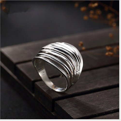 garyjewelry Real 925 Sterling Silver Fine Jewelry Personalized Hollow Wide Rings 7 Circles