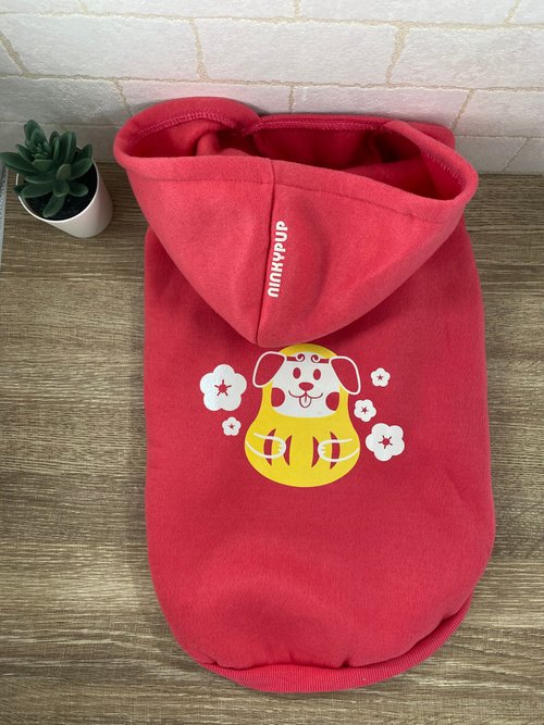 NINKYPUP 貓咪狗狗衣服訂製 新年限定寵物反光衣 福氣毛孩不倒翁達摩款冬裝