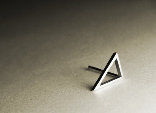 拓銀手創銀飾 三角板造型純銀耳環(單支/一對)