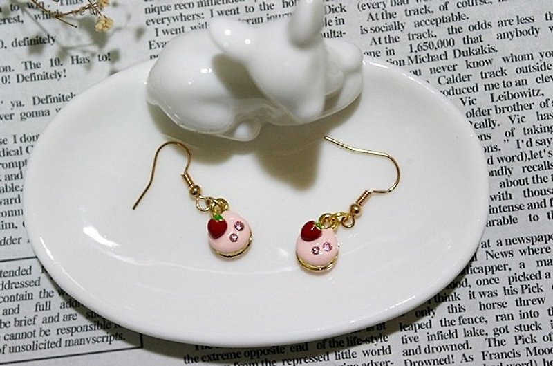 Alloy drip glaze + rhinestones * dessert time *_ hook earrings - Earrings & Clip-ons - Other Metals Pink