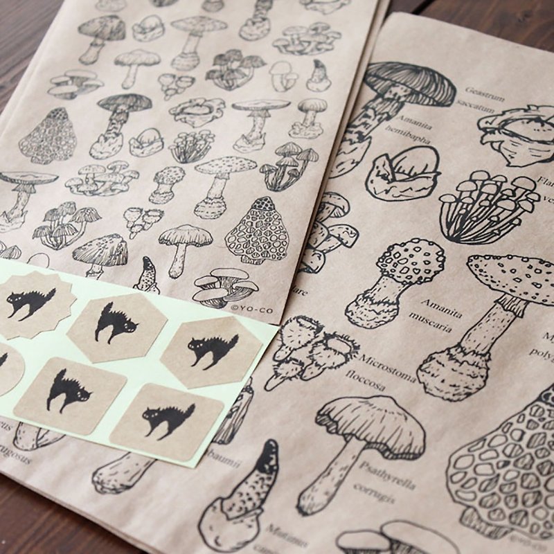 Mushroom encyclopedia wrapping bag - ซองจดหมาย - กระดาษ สีกากี