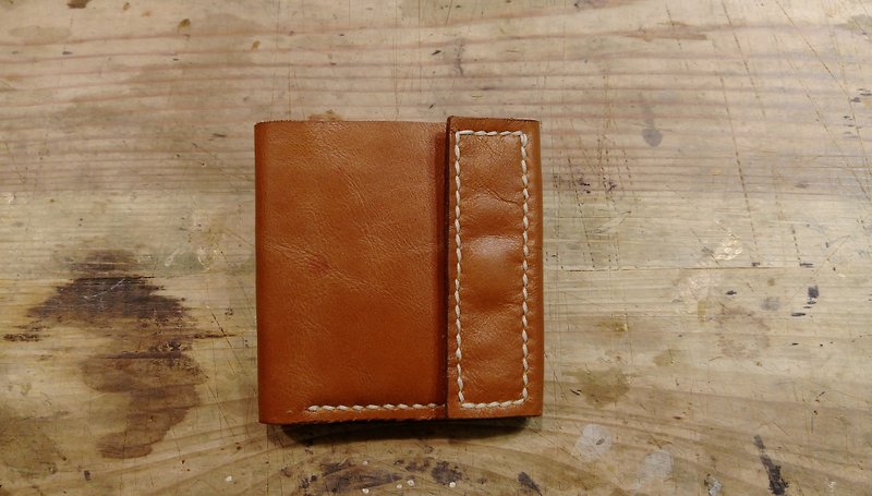 Hand-stitched leather short clip - Wallets - Genuine Leather 