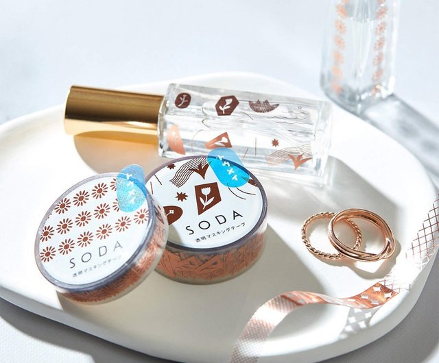 Floral Stamp SODA Transparent Sticker Tape Floral Stamp SODA Transparent Sticker Tape