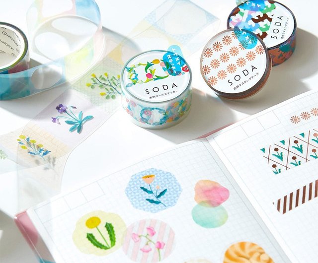 Floral Stamp SODA Transparent Sticker Tape Floral Stamp SODA Transparent Sticker Tape