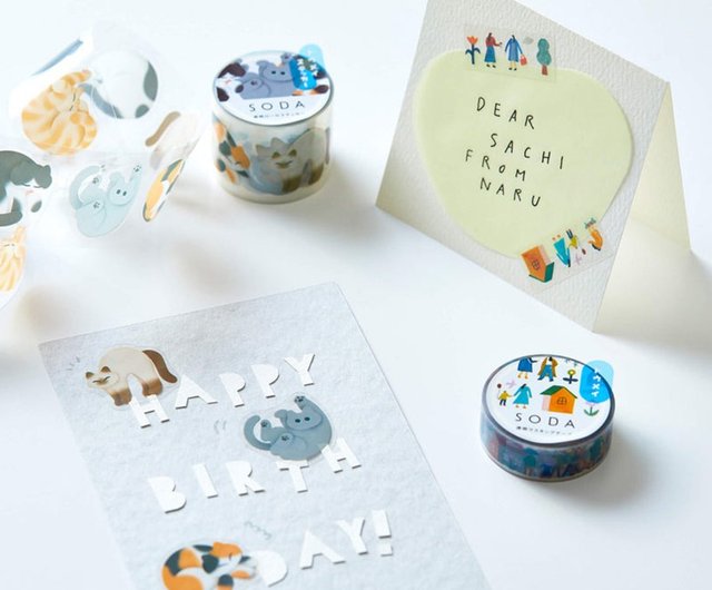 Floral Stamp SODA Transparent Sticker Tape Floral Stamp SODA Transparent Sticker Tape