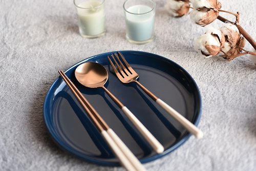 Timestone Goods 石代 304不鏽鋼玫瑰白餐具|湯匙、筷子、叉子