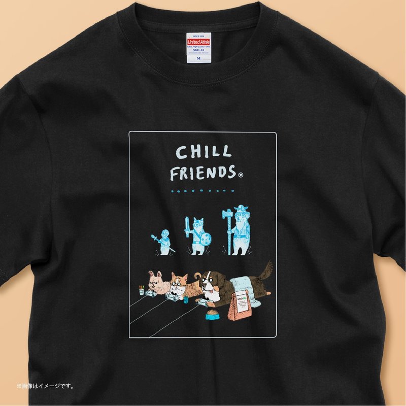 CHILL FRIENDS Stay-at-home gamers. /コットンTシャツ - 女 T 恤 - 棉．麻 白色