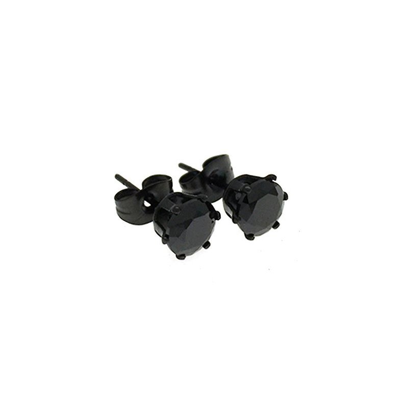MISTER CIRCLE STUD Earrings - Black Onyx - ต่างหู - เครื่องเพชรพลอย สีดำ