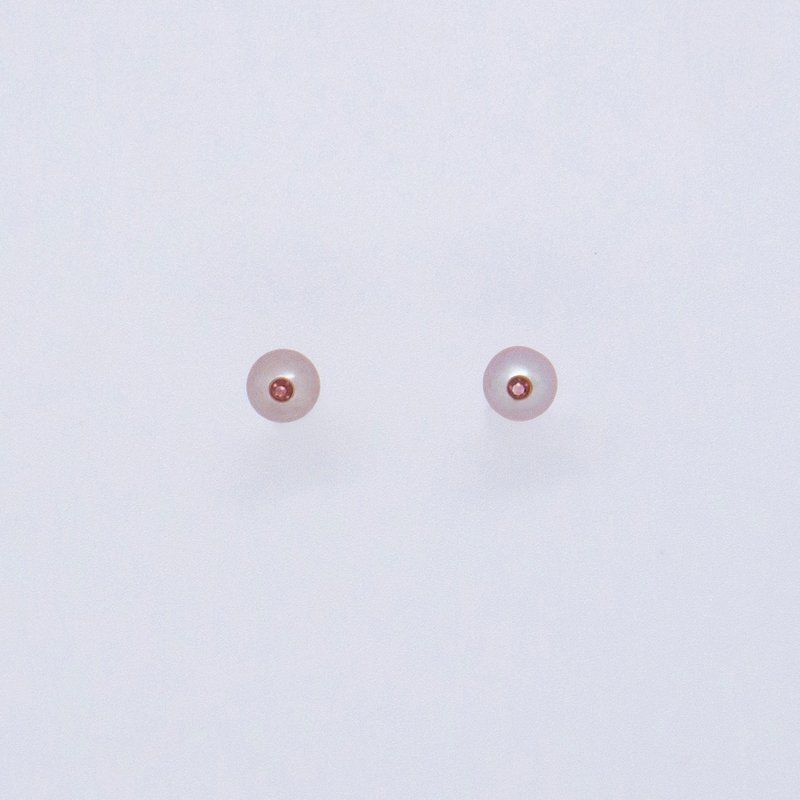 Multiverse - Classic 5mm CZ Lavender Pearl Earrings (Carmine) - ต่างหู - เงินแท้ สีเงิน