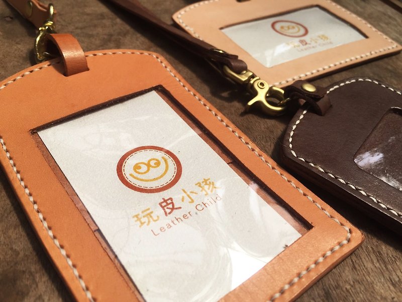 Playing Leather Kids-ID Holder - Passport Holders & Cases - Genuine Leather Brown