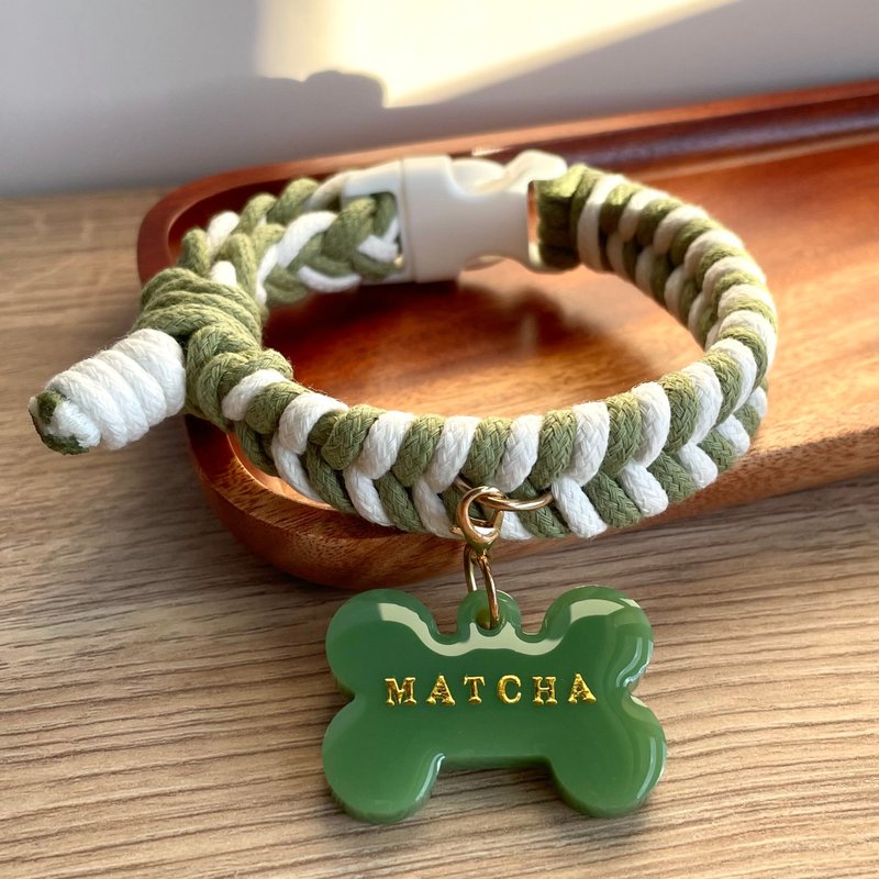 Big fish bone|Hand-knitted adjustable pet collar - ปลอกคอ - ผ้าฝ้าย/ผ้าลินิน 