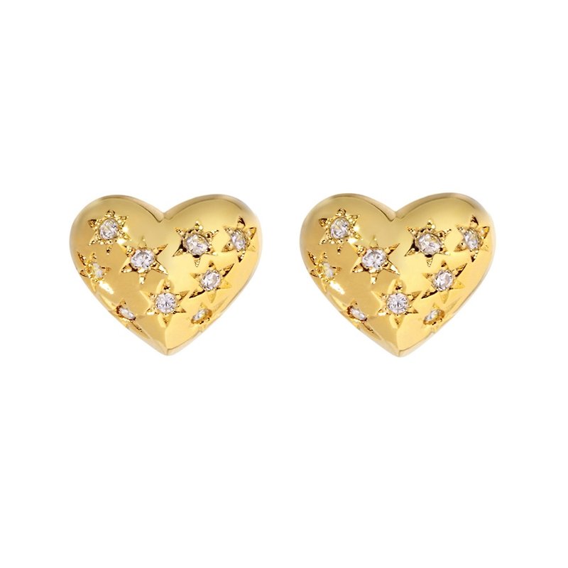 Heart Earrings - 耳環/耳夾 - 其他金屬 金色